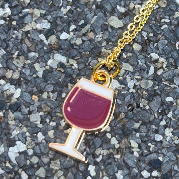 Gold Plated Coffee Charm Necklace and Gold Plated Red Wine Charm Necklace - Picture 8 of 8